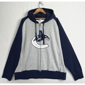 Vancouver Canucks Full Zip Hoodie Mens 2XL Blue Gray NHL Sewn On Logo Pockets